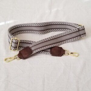 NWOT! Brown & White Replacement Purse Strap w/Gold-tone Hdwr & Faux Leather Tabs